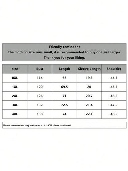 Plus Size Women's Washed Cotton Short Sleeve T-Shirt, Floral Pattern, Double-Sided Print, Vintage Loose Fit, Y2K Street Style Casual Summer Black