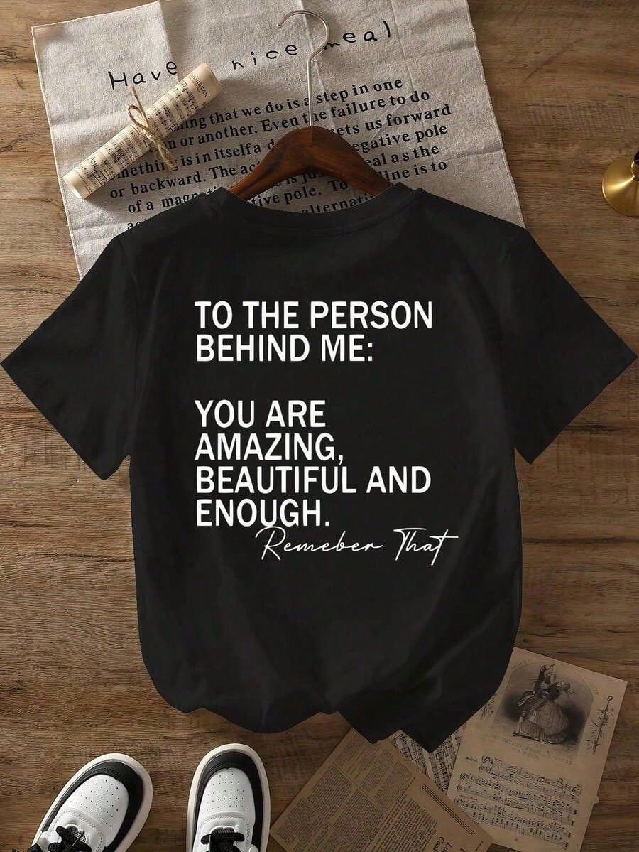 Plus Size Women Slogan & Smiling Face Print Short Sleeve Casual Round Neck T-Shirt, Summer--Round Neck Loose Breathable Short Sleeve