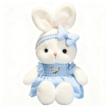 PlushFable 15.8in Daisy White Bunny Stuffed Animal In Floral Embroidery Dress Soft Rabbit Plushie With,Valentine's Day,Plushie,Toys For Girl,Easter,Easter Decor