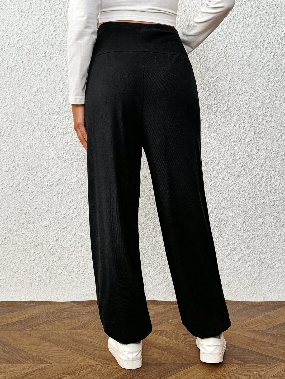 Plussiva Maternity Plus Size Belly Support Adjustable Waist Pants