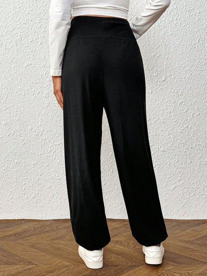 Plussiva Maternity Plus Size Belly Support Adjustable Waist Pants