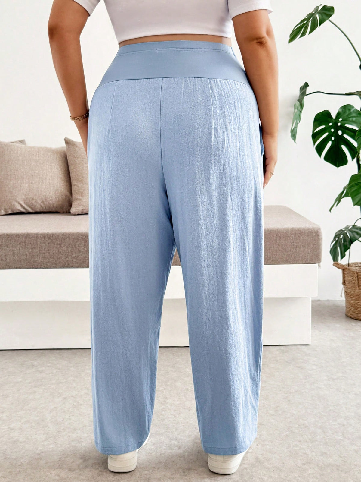 Plussiva Maternity Plus Size Solid Color High Waist Slant Pocket Fashion Pants Vacation Outfits Fall