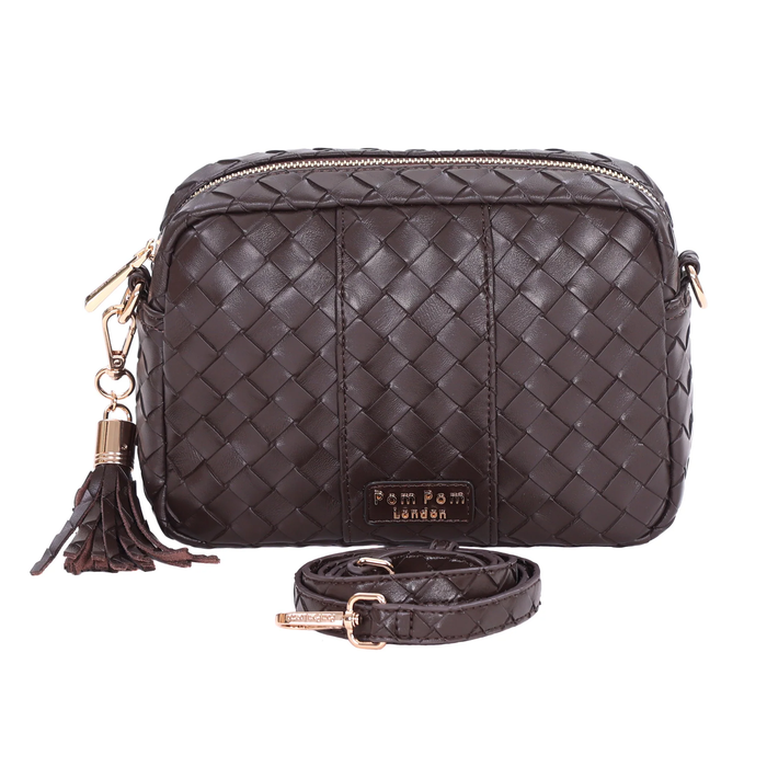 Pom Pom City Bag Lattice Chocolate