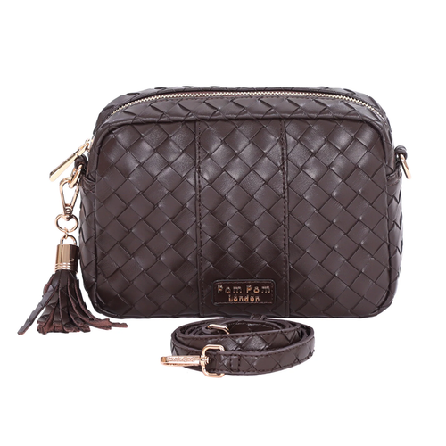 Pom Pom City Bag Lattice Chocolate