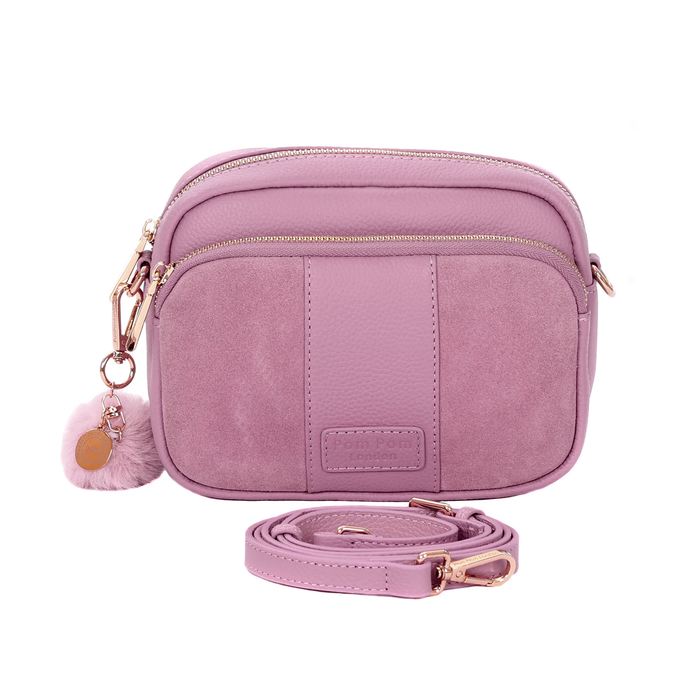 Pom Pom London Original Suede & Leather Bag Pink
