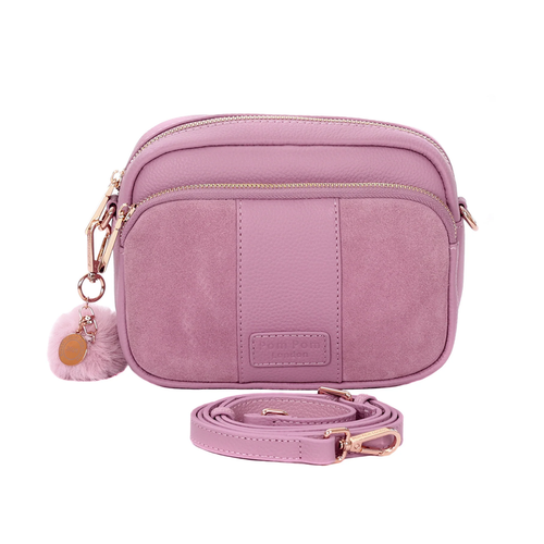 Pom Pom London Original Suede & Leather Bag Pink