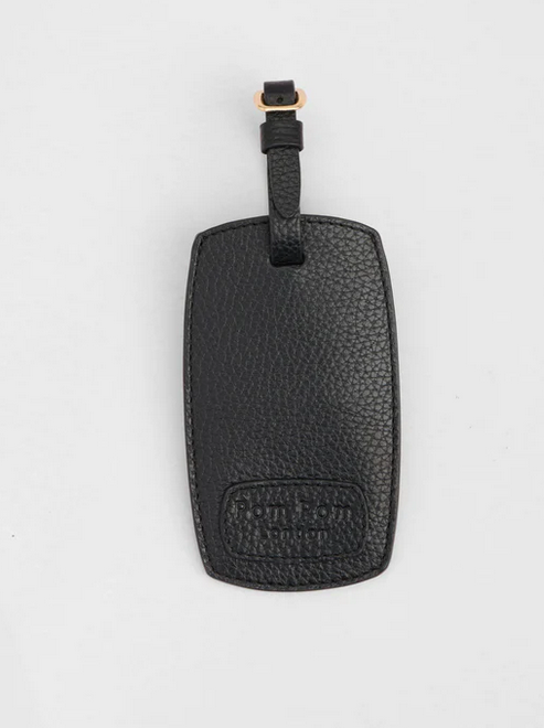 Pom Pom Luggage Tag Black