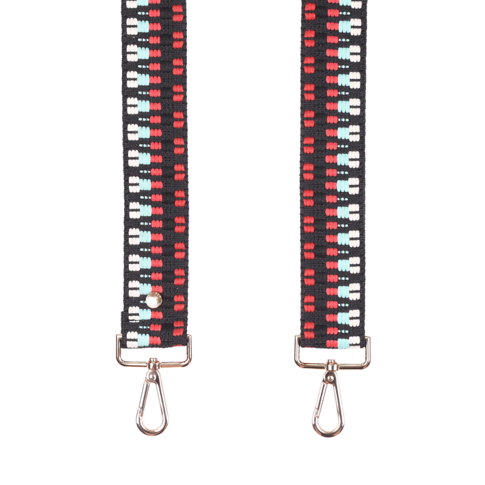 Pom Pom Strap Red & Black Twill