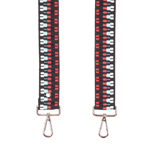 Pom Pom Strap Red & Black Twill