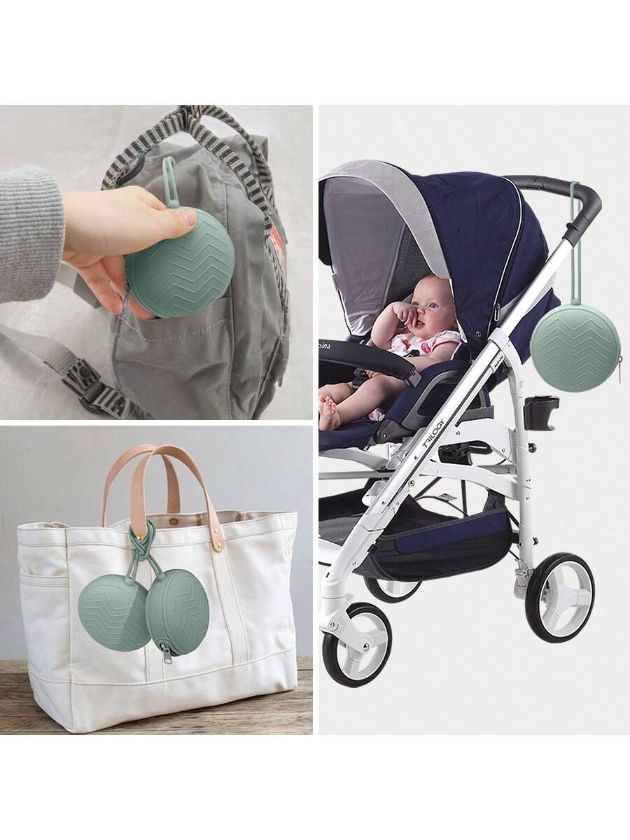 PopLittleOne 1pc Baby Silicone Pacifier Clip, Soft Silicone Pacifier Storage Box, Pacifier Protective Cover Bag, Newborn Accessories