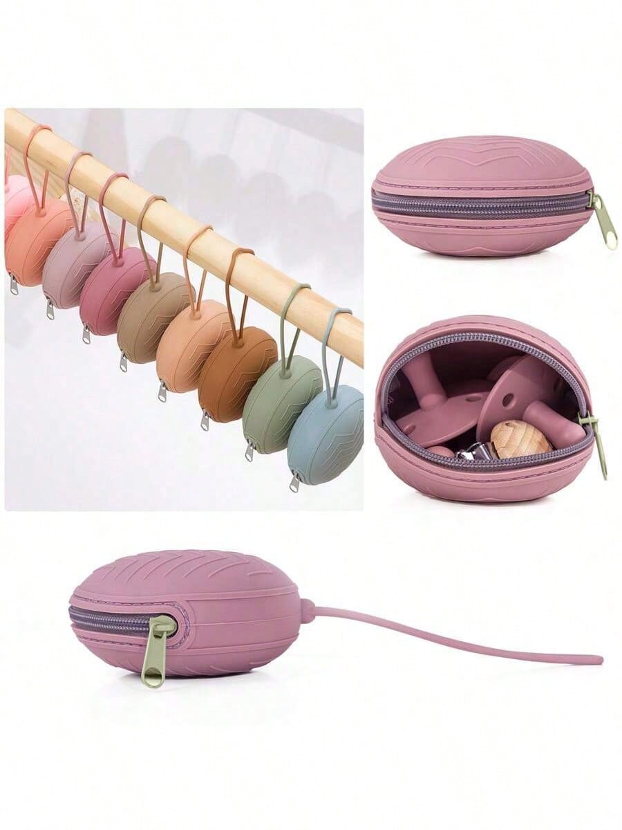 PopLittleOne 1pc Baby Silicone Pacifier Clip, Soft Silicone Pacifier Storage Box, Pacifier Protective Cover Bag, Newborn Accessories