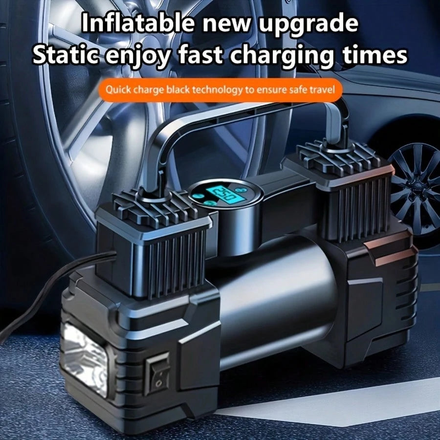 Portable Air Compressor CQ-023| Digital Display| Fast Inflation For Cars, Motorcycles & Bicycles| Sleek Metallic Design| Quick Charge Technology| Ideal For Travel & Roadside Emergencies, Air Comp