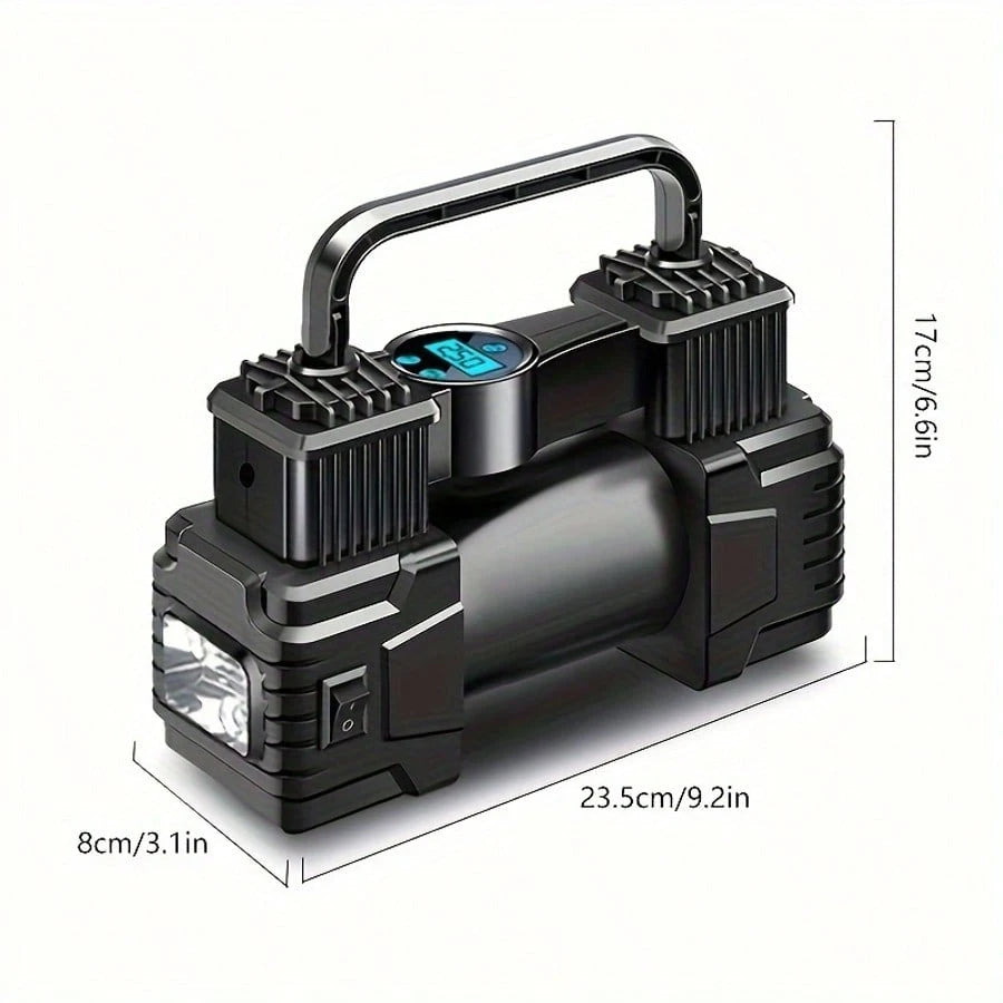Portable Air Compressor CQ-023| Digital Display| Fast Inflation For Cars, Motorcycles & Bicycles| Sleek Metallic Design| Quick Charge Technology| Ideal For Travel & Roadside Emergencies, Air Comp