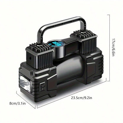 Portable Air Compressor CQ-023| Digital Display| Fast Inflation For Cars, Motorcycles & Bicycles| Sleek Metallic Design| Quick Charge Technology| Ideal For Travel & Roadside Emergencies, Air Comp