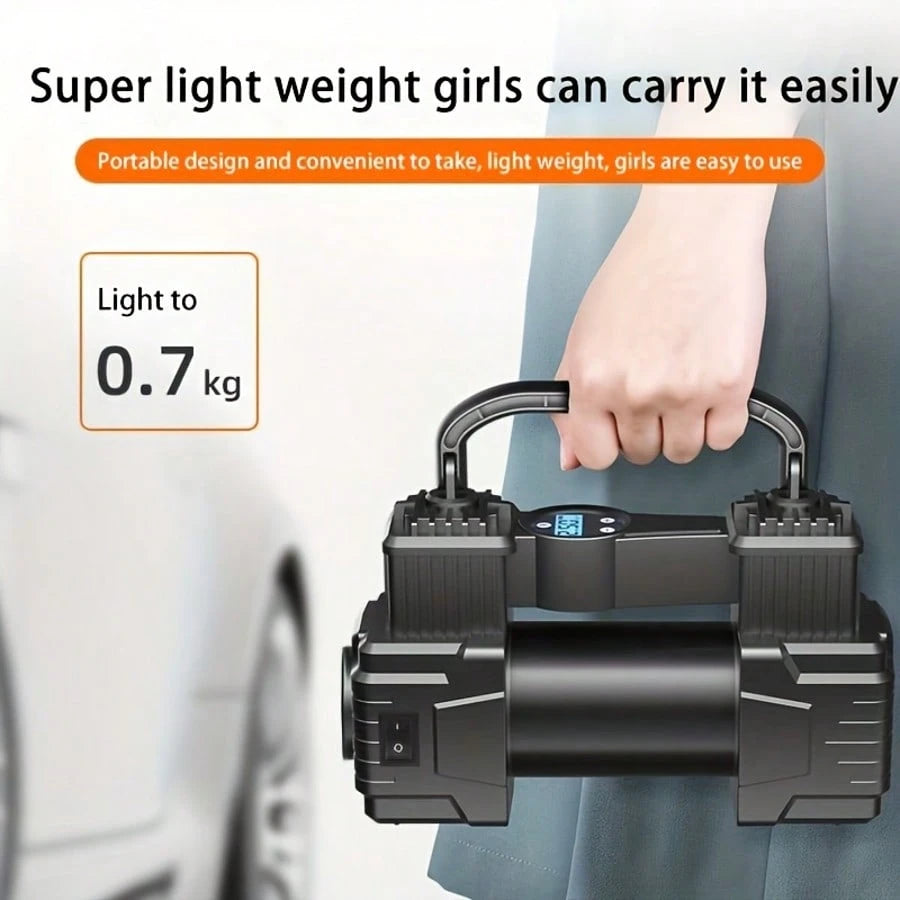 Portable Air Compressor CQ-023| Digital Display| Fast Inflation For Cars, Motorcycles & Bicycles| Sleek Metallic Design| Quick Charge Technology| Ideal For Travel & Roadside Emergencies, Air Comp