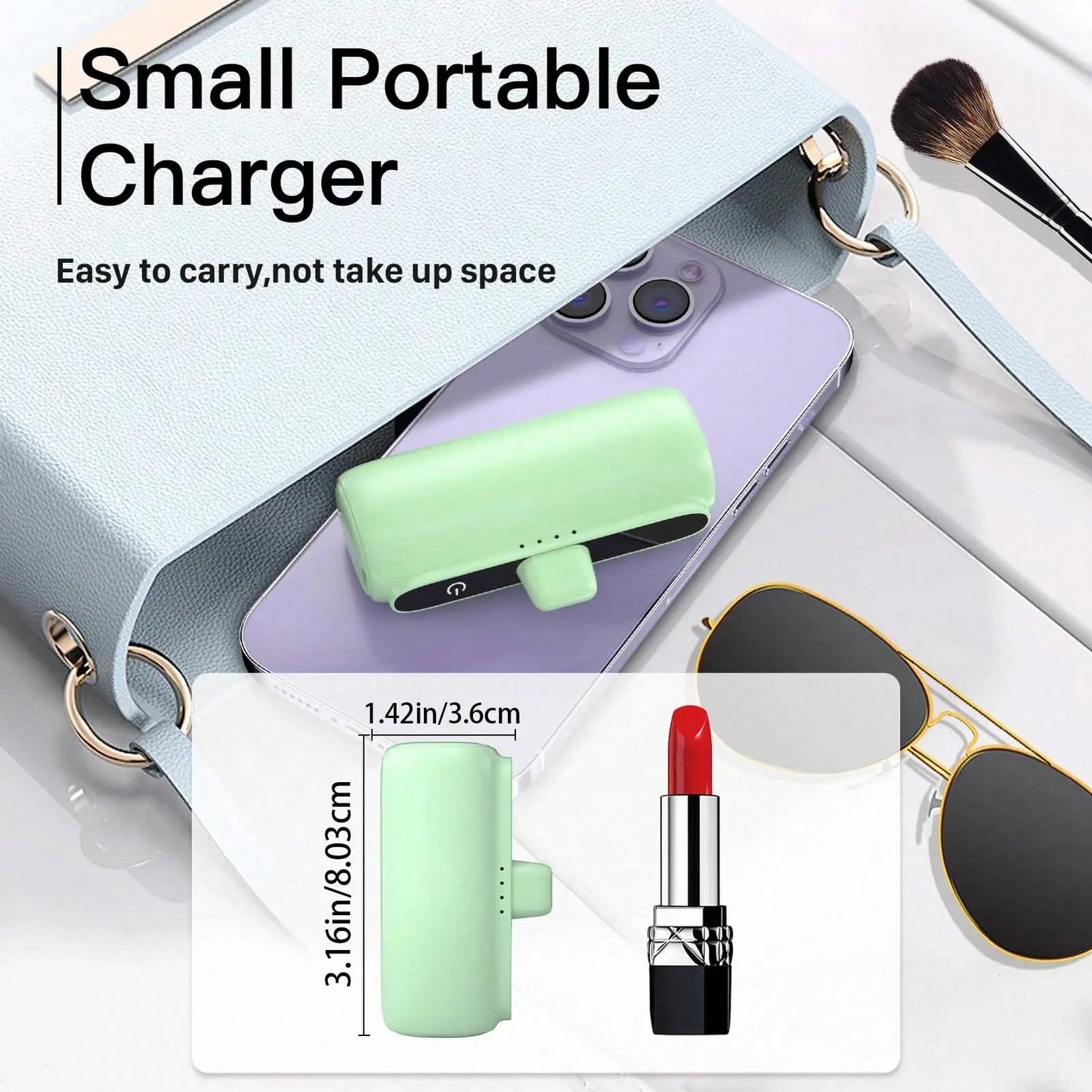 Portable Charger, Small 5500mAh 18W PD Fast Charging Power Bank With External Battery Pack, Mini Travel Charger Compatible With IPhone 14, 13, 12, 11, Pro, Max, XS, XR,, And- Green