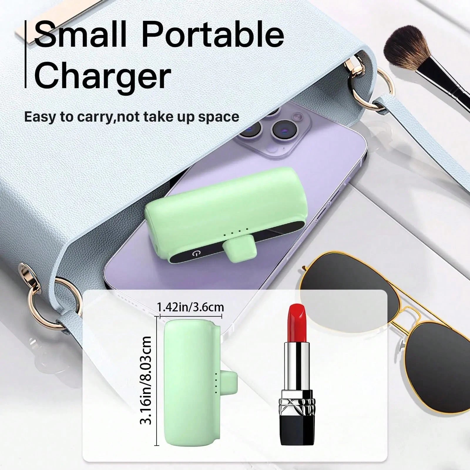 Portable Charger, Small 5500mAh 18W PD Fast Charging Power Bank With External Battery Pack, Mini Travel Charger Compatible With IPhone 14, 13, 12, 11, Pro, Max, XS, XR,, And- Green
