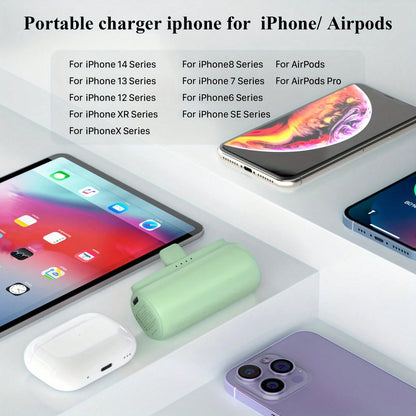 Portable Charger, Small 5500mAh 18W PD Fast Charging Power Bank With External Battery Pack, Mini Travel Charger Compatible With IPhone 14, 13, 12, 11, Pro, Max, XS, XR,, And- Green