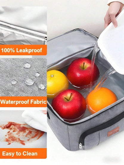 Portable Cooler Lunch Bag, Large Insulated Tote Bag With Zipper Closure, Waterproof Thermal Food Storage Bag For Work Travel Camping Picnic
