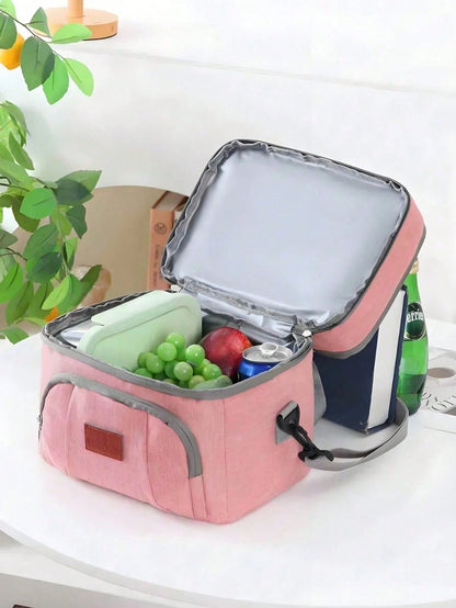 Portable Cooler Lunch Bag, Large Insulated Tote Bag With Zipper Closure, Waterproof Thermal Food Storage Bag For Work Travel Camping Picnic