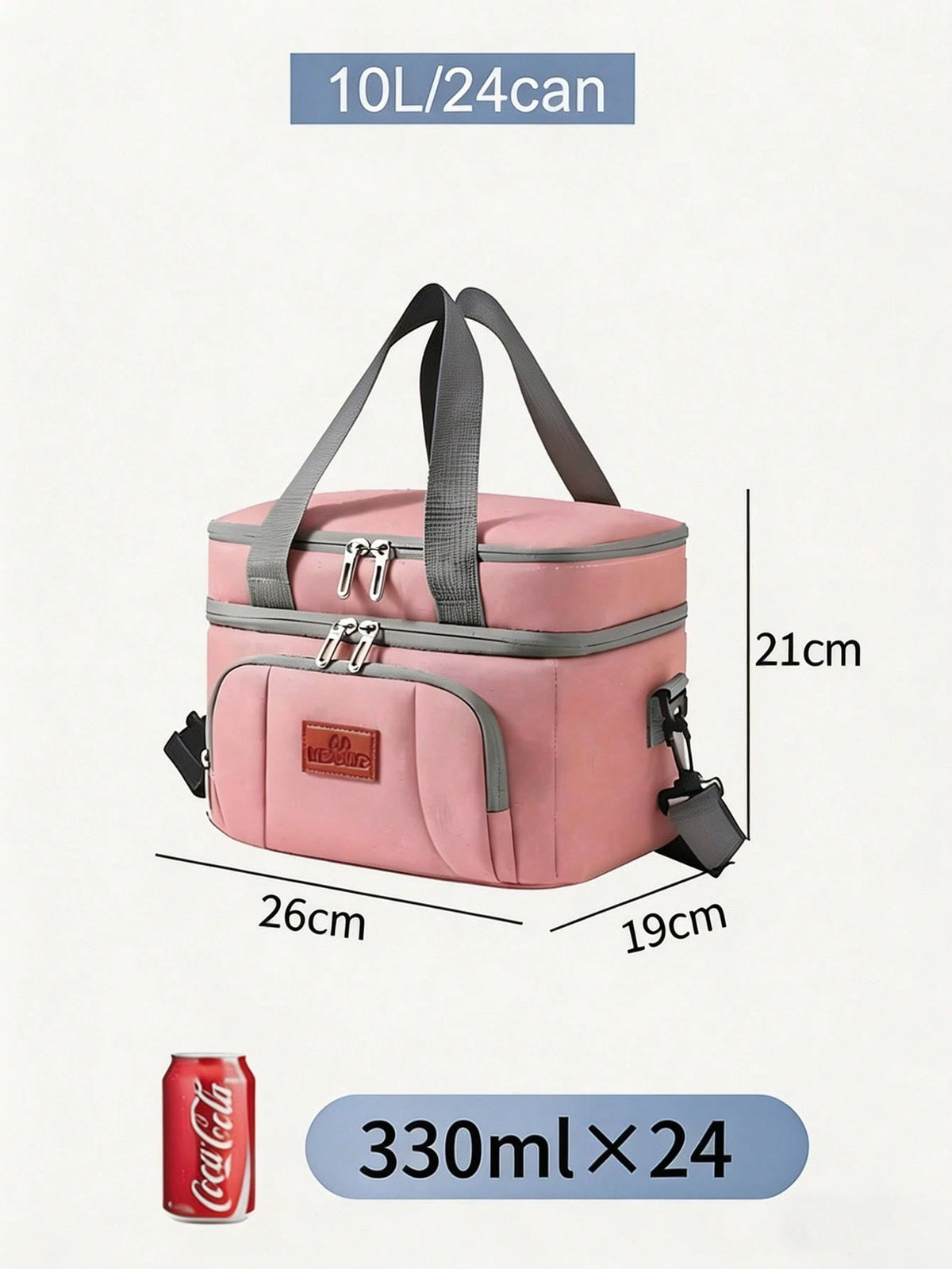 Portable Cooler Lunch Bag, Large Insulated Tote Bag With Zipper Closure, Waterproof Thermal Food Storage Bag For Work Travel Camping Picnic