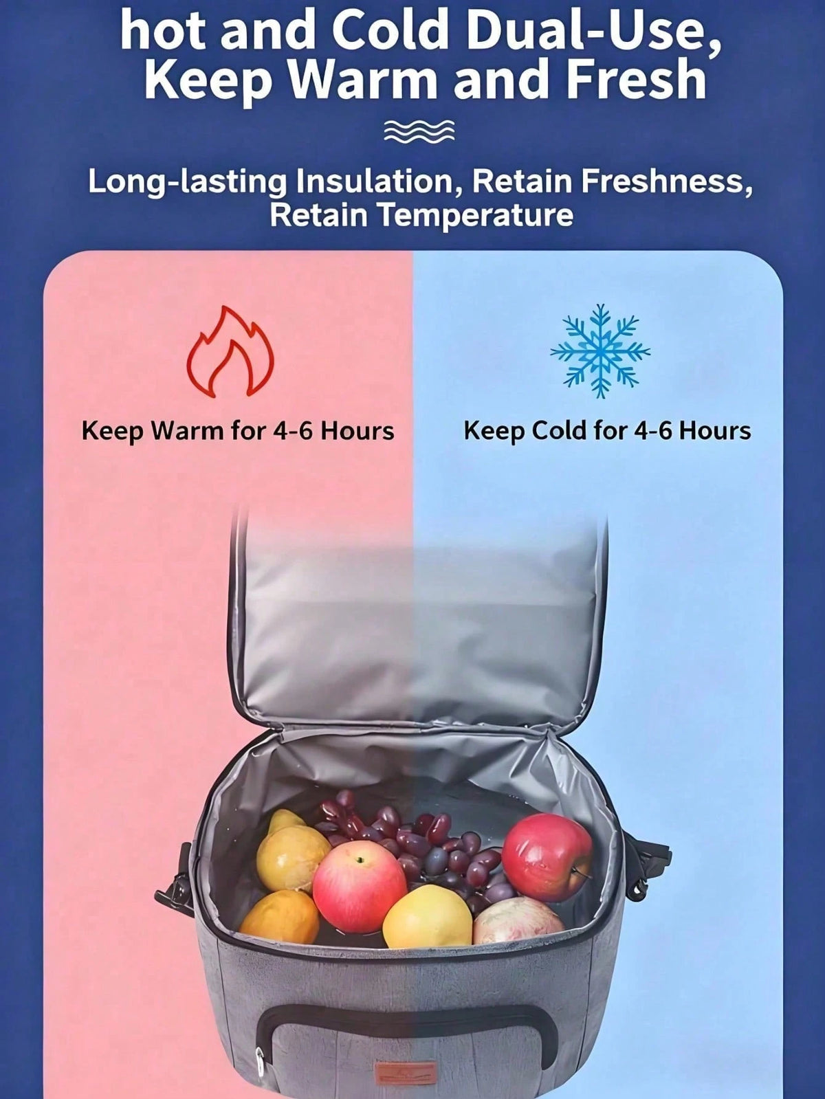 Portable Cooler Lunch Bag, Large Insulated Tote Bag With Zipper Closure, Waterproof Thermal Food Storage Bag For Work Travel Camping Picnic