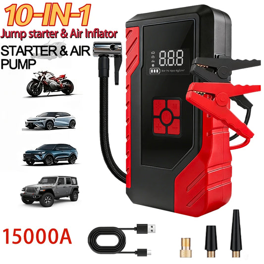 Portable Emergency Jump Starter, 14.8V Car Battery Charger, 10500mAh, Optional Air Pump Emergency Starter, Multiple Modes, Jump Starter Accessories & Tools, Equipped With USB Type-C And USB Output Por