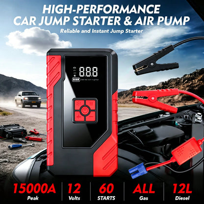 Portable Emergency Jump Starter, 14.8V Car Battery Charger, 10500mAh, Optional Air Pump Emergency Starter, Multiple Modes, Jump Starter Accessories & Tools, Equipped With USB Type-C And USB Output Por