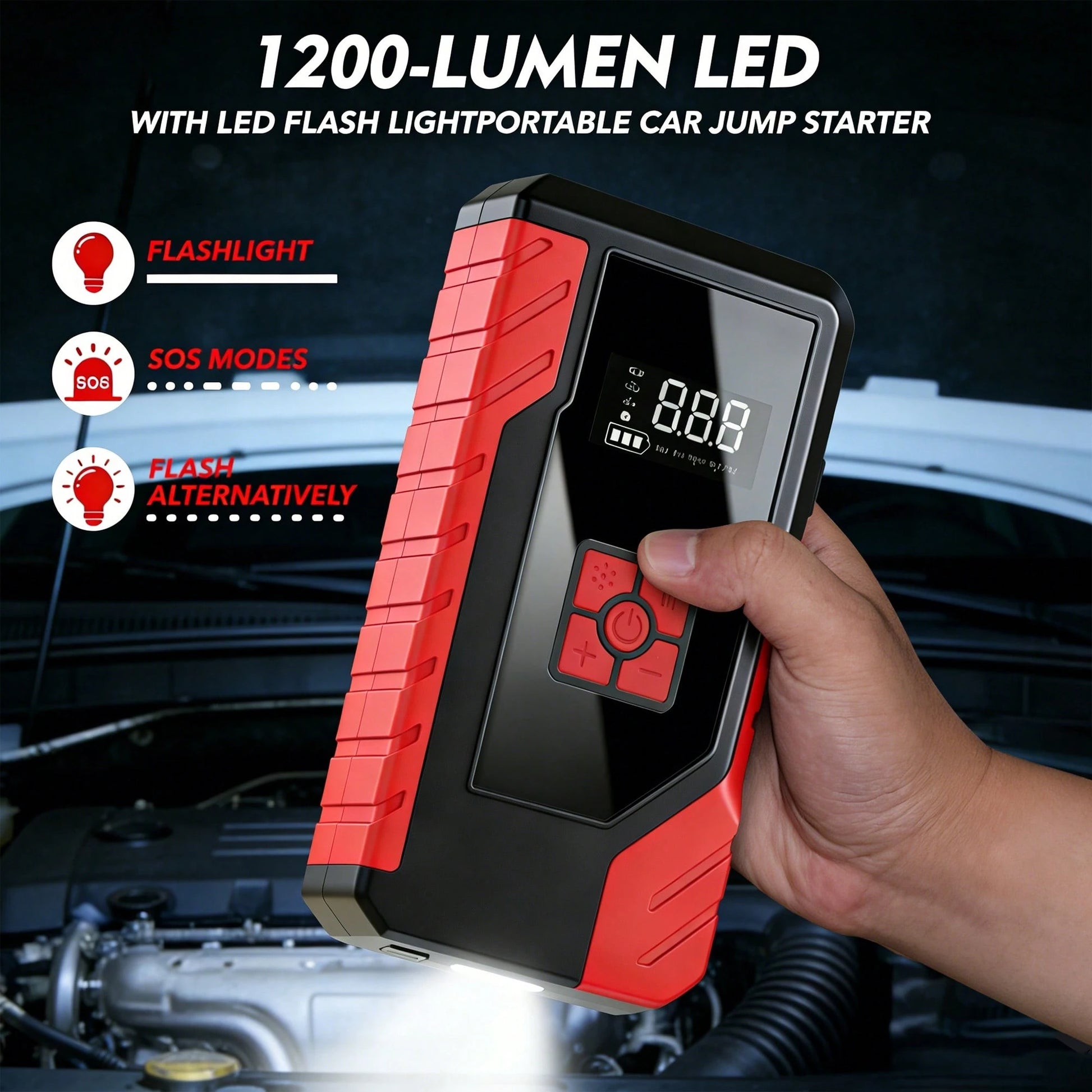 Portable Emergency Jump Starter, 14.8V Car Battery Charger, 10500mAh, Optional Air Pump Emergency Starter, Multiple Modes, Jump Starter Accessories & Tools, Equipped With USB Type-C And USB Output Por