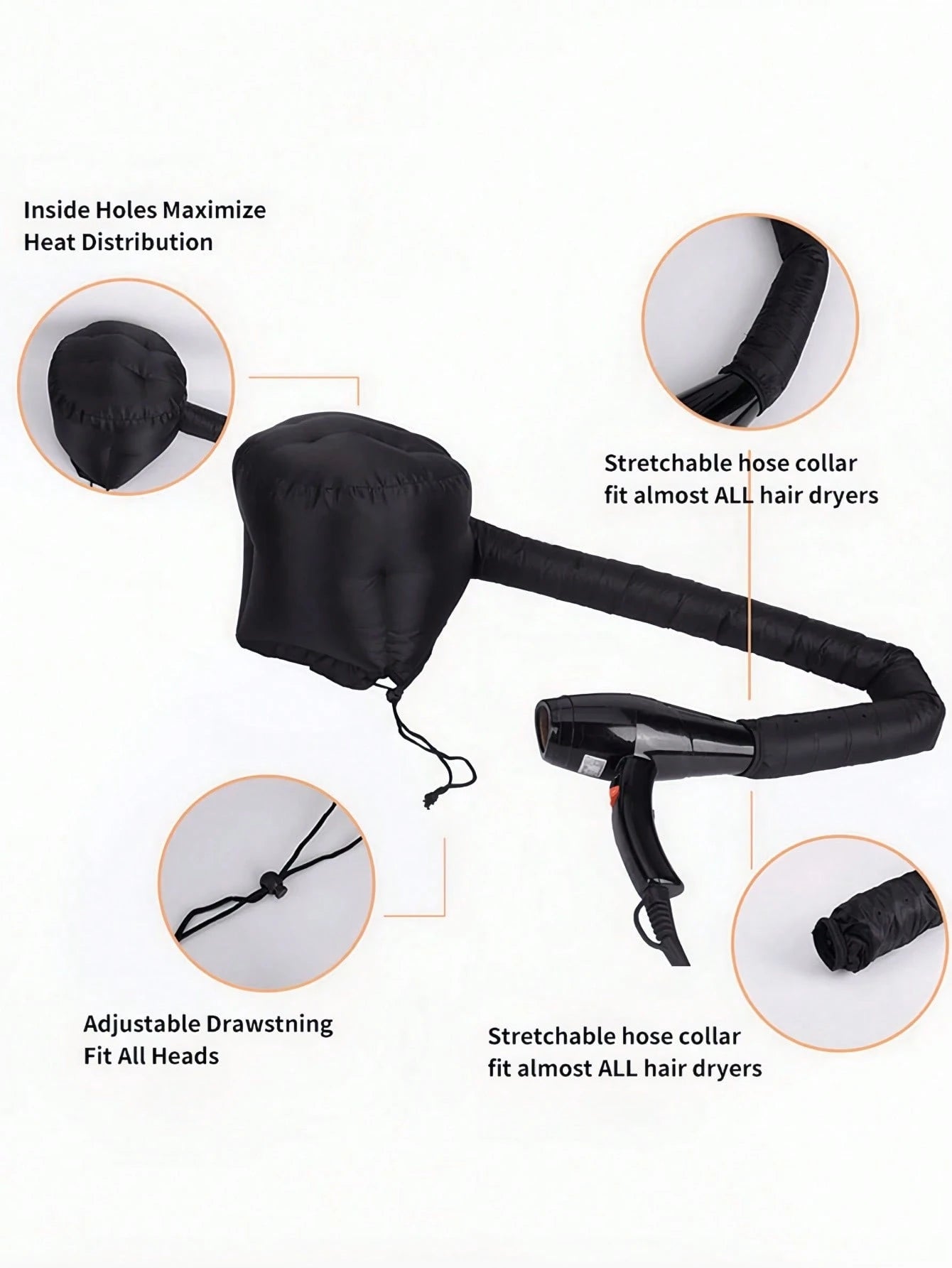Portable Hair Bonnet Dryer Cap Slouchy Man Hair Dryerr Cap Quick Dry Hair Dryer Heating Set Oil Baking Cap Household Fast Dry Hair Home Bathroom Decor Fall Decor Hair Drying Towel Wrap