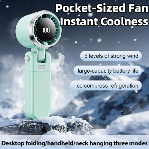 Portable Handheld Turbo Fan- 5 Gear High Speed 5000mAh Rechargeable Mini Personal Hand Fan Blow Cold Air, Battery Operated Travel Essentials, Beach Vacation, Gifts For Women, Men