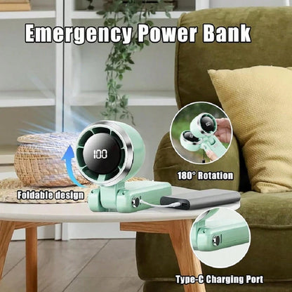 Portable Handheld Turbo Fan- 5 Gear High Speed 5000mAh Rechargeable Mini Personal Hand Fan Blow Cold Air, Battery Operated Travel Essentials, Beach Vacation, Gifts For Women, Men