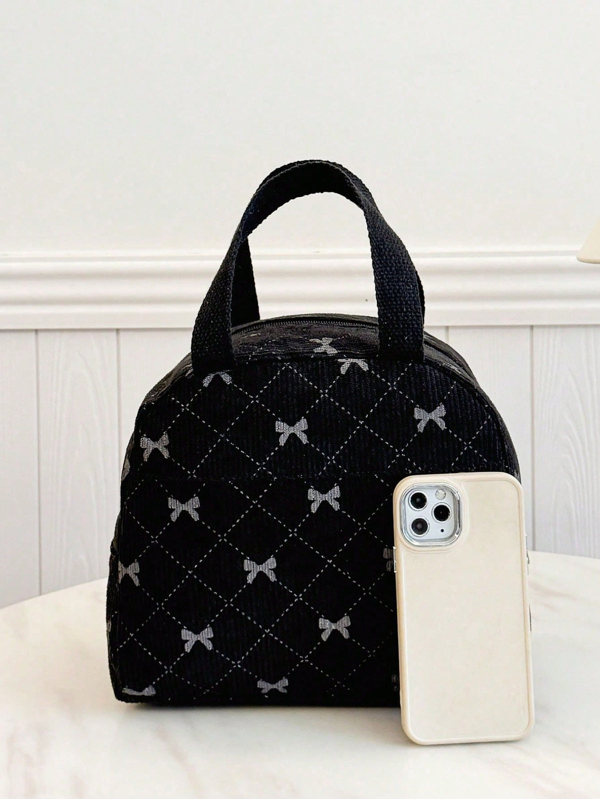 Portable Insulated Lunch Bag; Cute Thick Lunch Fruit Bag Suitable For Students; Bow Pattern Lunch Bag. Large Capacity Lunch Box Cooler Bag, Unisex, Suitable For Picnics, School, Women's Gifts, Camping