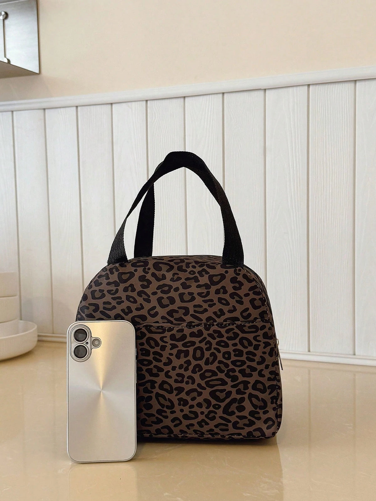 Portable Lunch Bag, Thermal Lunch Box, Bento Bag, Dinner Insulated Bag, Thickened Cute Lunch Fruit Bag For Students, Pink Leopard Print & Floral Lunch Bag, Women Insulated Cooler Bag, Autumn/Winter Fa