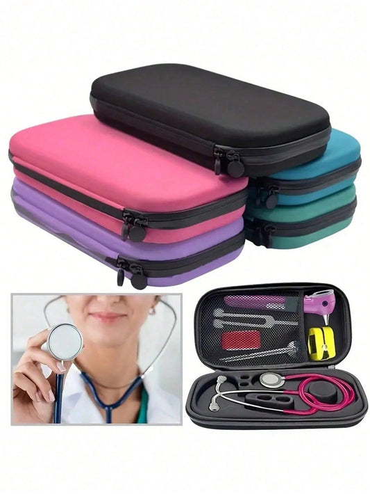 Portable Medical Bag First Aid Box Storage Case, EVA Stethoscope Storage Box With Handle, Hard Carrying Case, Stethoscope Cloth Bag, Home Anti-Drop EVA First Aid Kit, Hard Stethoscope Case