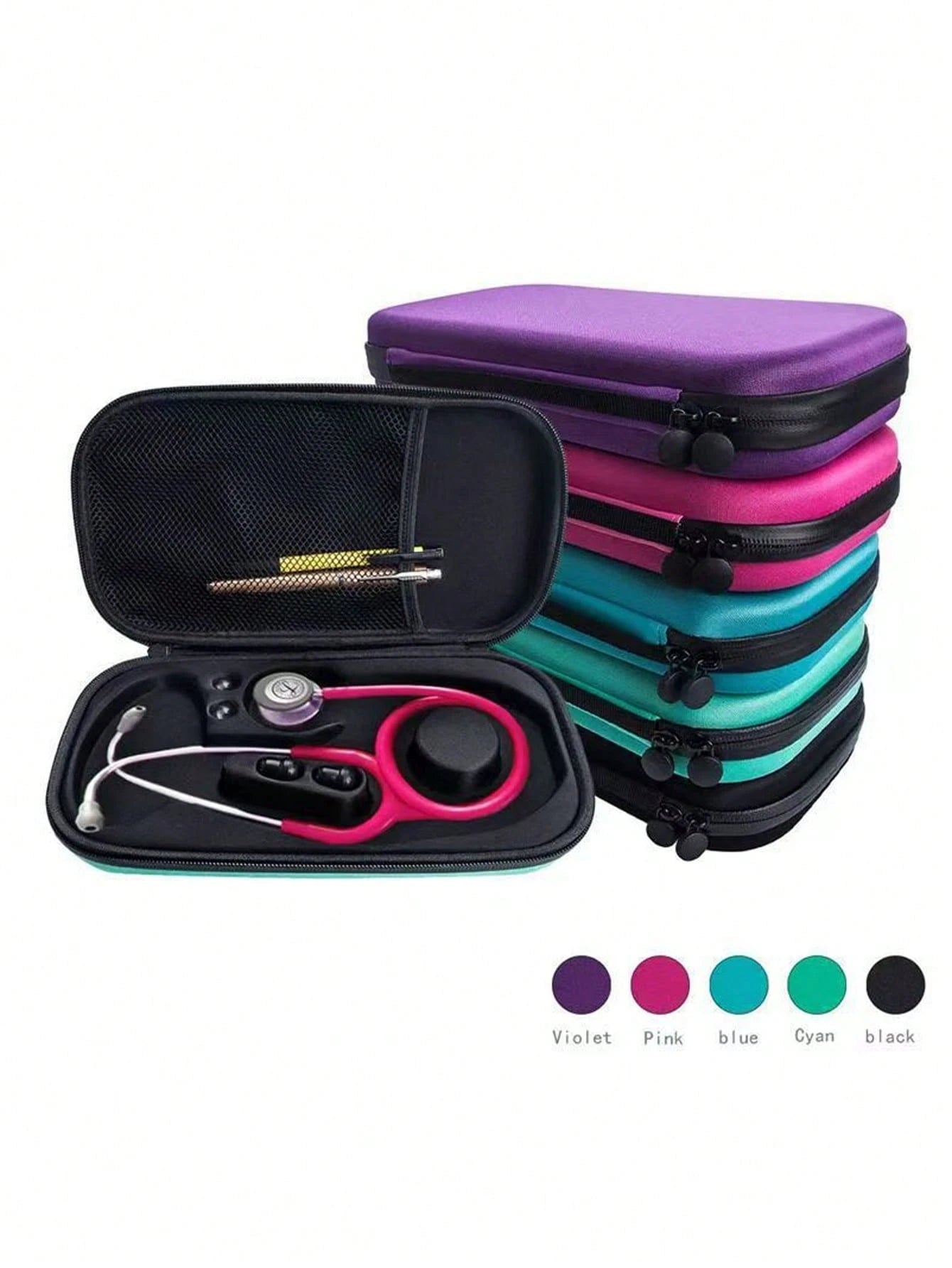 Portable Medical Bag First Aid Box Storage Case, EVA Stethoscope Storage Box With Handle, Hard Carrying Case, Stethoscope Cloth Bag, Home Anti-Drop EVA First Aid Kit, Hard Stethoscope Case