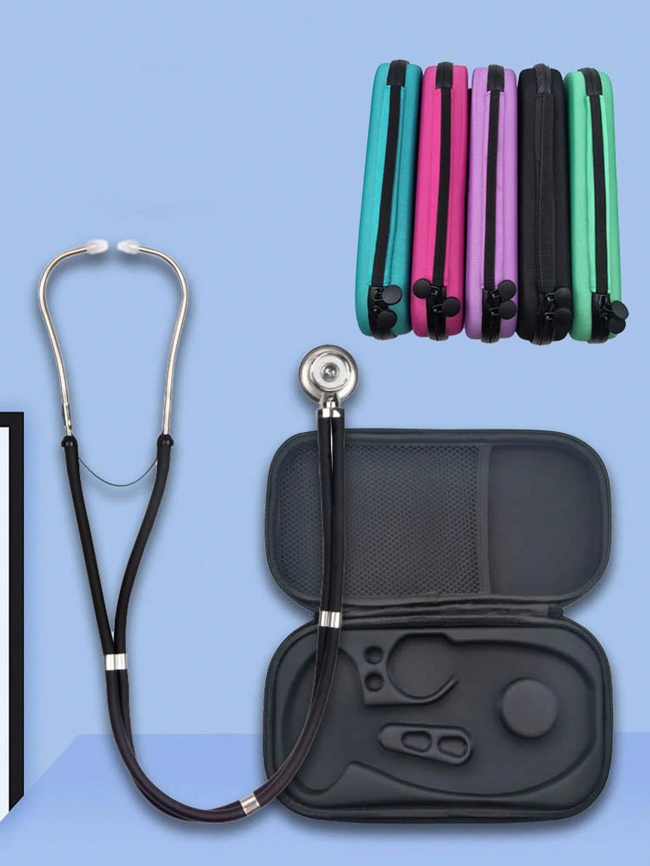 Portable Medical Bag First Aid Box Storage Case, EVA Stethoscope Storage Box With Handle, Hard Carrying Case, Stethoscope Cloth Bag, Home Anti-Drop EVA First Aid Kit, Hard Stethoscope Case