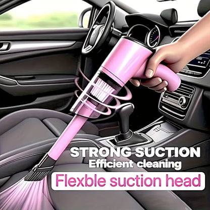 Portable Mini Handheld Car Vacuum Cleaner- Strong Suction, Dry & Wet Cleaning, Pink & Cute,Multifunctional For Pet Hair, Cat Hair (Super Power)Pink Cute Girl