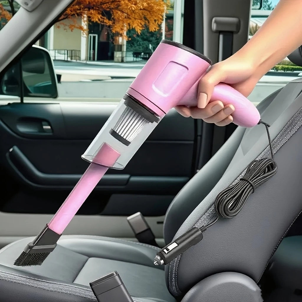 Portable Mini Handheld Car Vacuum Cleaner- Strong Suction, Dry & Wet Cleaning, Pink & Cute,Multifunctional For Pet Hair, Cat Hair (Super Power)Pink Cute Girl