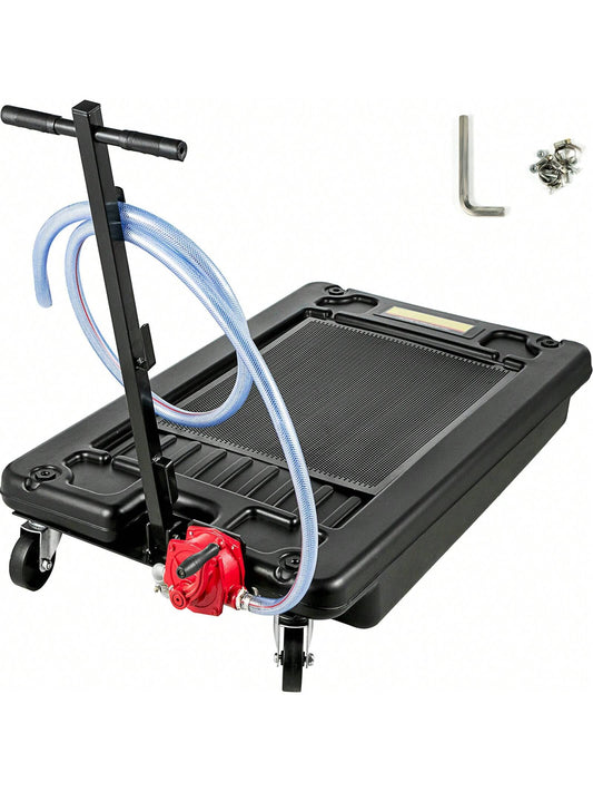 Portable Oil Drain Pan Oil Drain Tank, 57-95L Low Profile Oil Drain Pan, Large Capacity Oil Change Pan, Foldable Hand, With Pump, Hose, Swivel Casters Wheels For Car, SUV, Trucks Oil Draining