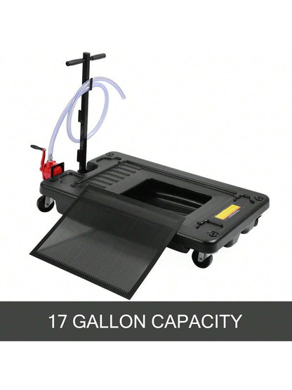 Portable Oil Drain Pan Oil Drain Tank, 57-95L Low Profile Oil Drain Pan, Large Capacity Oil Change Pan, Foldable Hand, With Pump, Hose, Swivel Casters Wheels For Car, SUV, Trucks Oil Draining