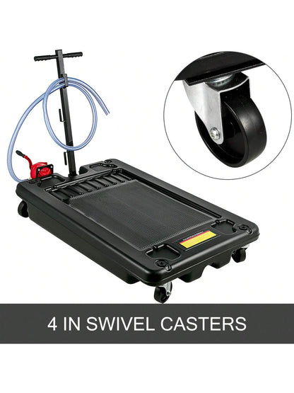 Portable Oil Drain Pan Oil Drain Tank, 57-95L Low Profile Oil Drain Pan, Large Capacity Oil Change Pan, Foldable Hand, With Pump, Hose, Swivel Casters Wheels For Car, SUV, Trucks Oil Draining