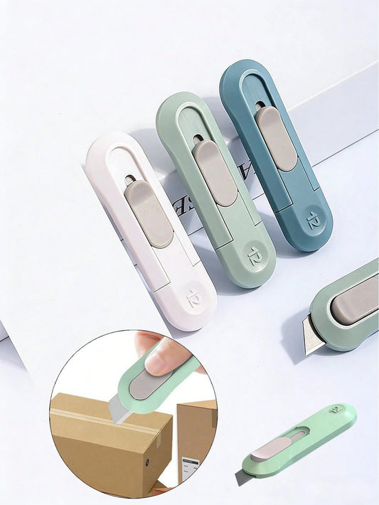 Portable Retractable Mini Box Cutter Knife, Designed For Home & Office, One-Click Blade Ejection For Easy Cutting Of Envelopes/Cardboard/Packages/Craft Materials, Compact Storage Takes Up Little Space