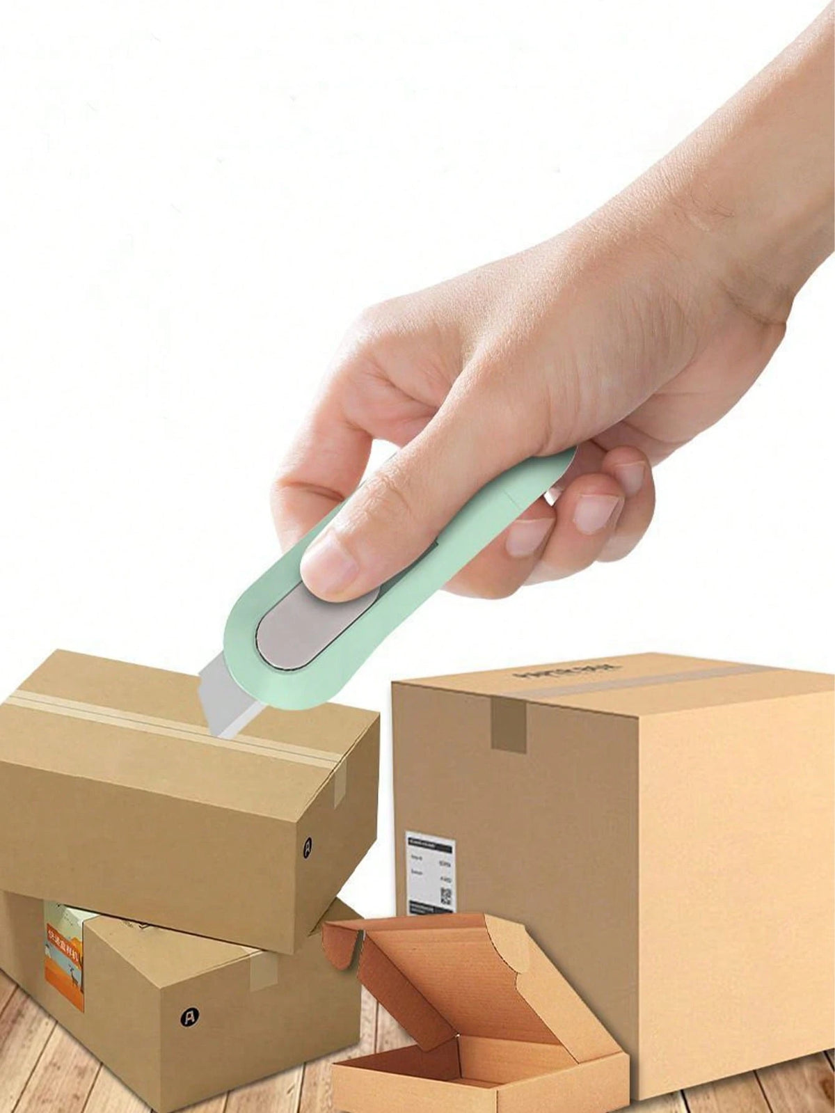 Portable Retractable Mini Box Cutter Knife, Designed For Home & Office, One-Click Blade Ejection For Easy Cutting Of Envelopes/Cardboard/Packages/Craft Materials, Compact Storage Takes Up Little Space