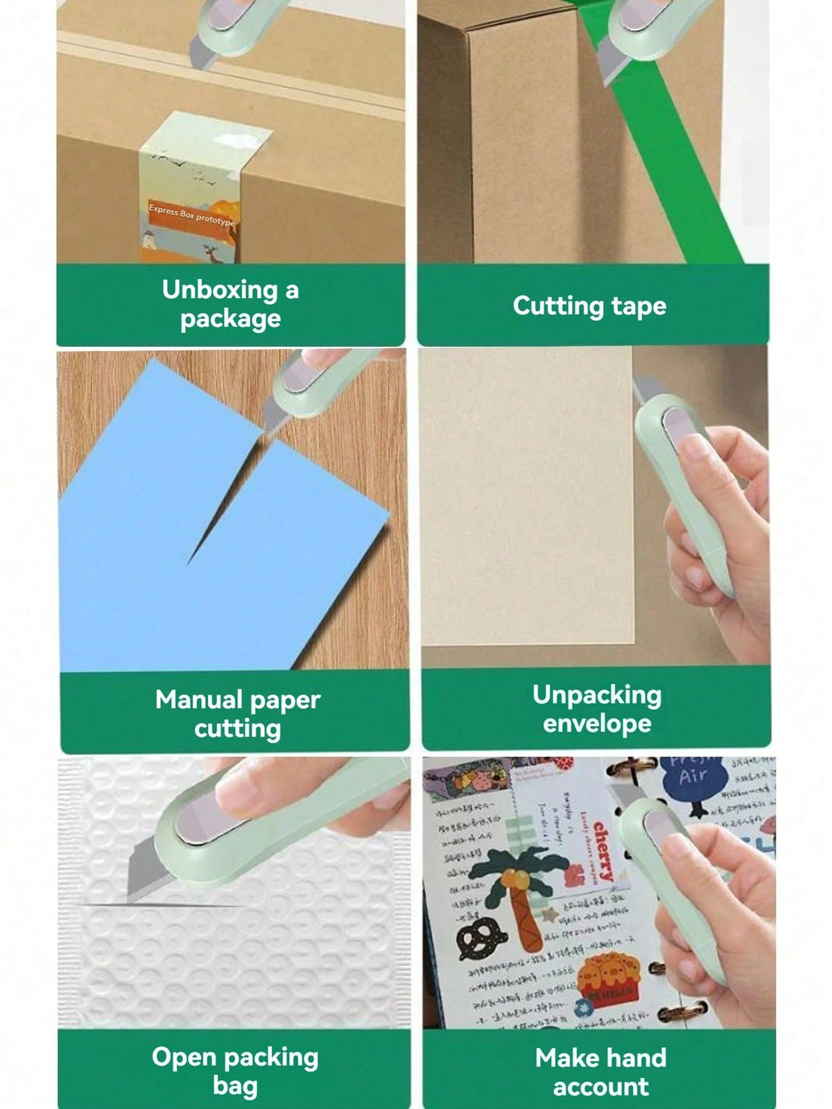 Portable Retractable Mini Box Cutter Knife, Designed For Home & Office, One-Click Blade Ejection For Easy Cutting Of Envelopes/Cardboard/Packages/Craft Materials, Compact Storage Takes Up Little Space