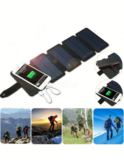 Portable Solar Panel, Foldable Solar Charger Portable Solar Power Bank Mobile Phone Charger Panel Waterproof Camping