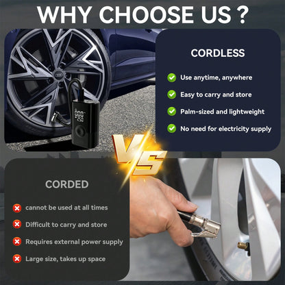 Portable Tire Air Pump, Digital Display Air Compressor, Wireless Handheld Air Pump, With Rechargeable Battery, Cordless Design, Suitable For Cars, Motorcycles, Bicycles, Balls, Ideal Gift For Hallowee