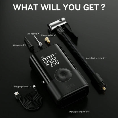 Portable Tire Air Pump, Digital Display Air Compressor, Wireless Handheld Air Pump, With Rechargeable Battery, Cordless Design, Suitable For Cars, Motorcycles, Bicycles, Balls, Ideal Gift For Hallowee