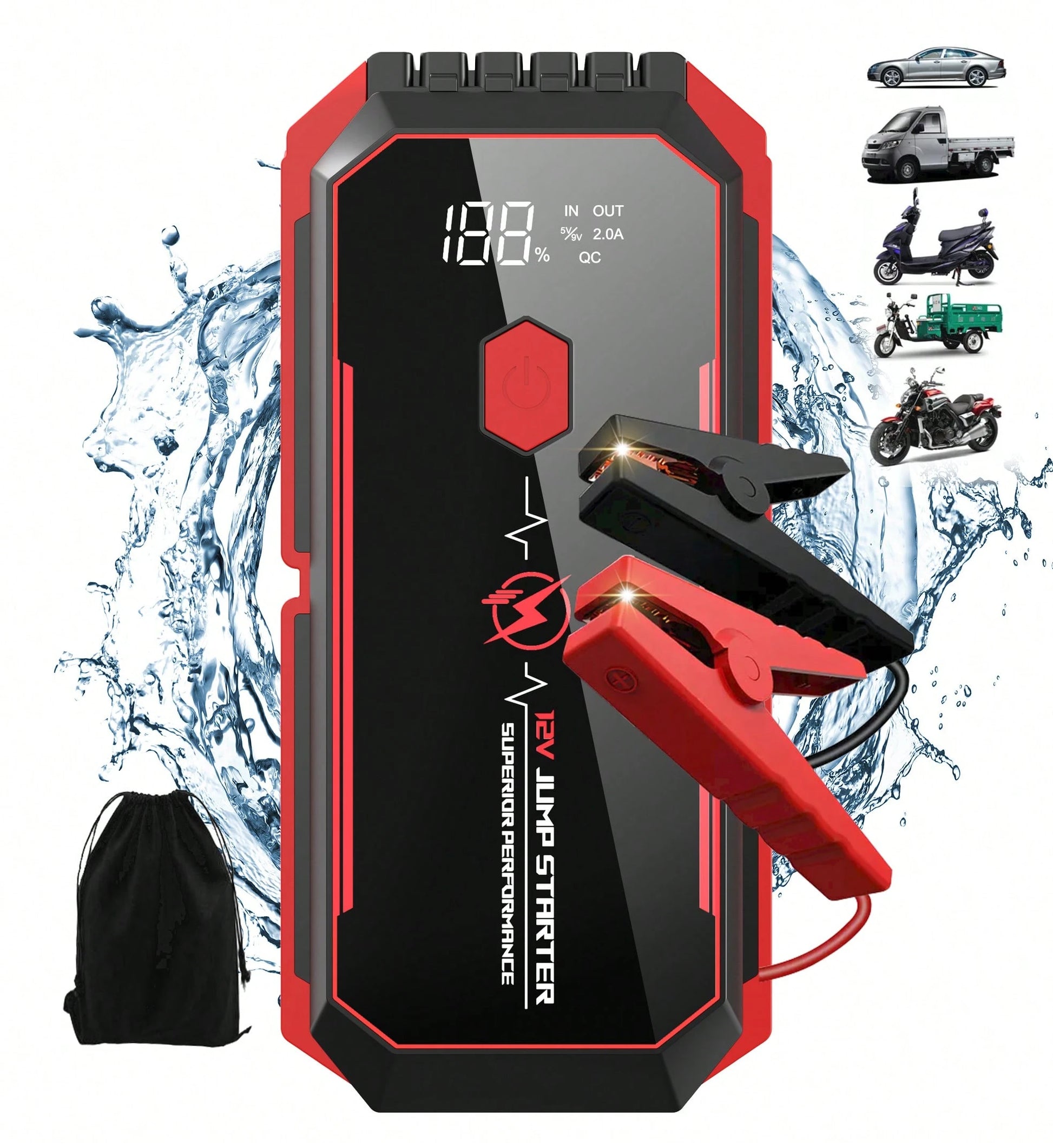 Portable Tire Inflator Air Compressor, Quick Wireless Air Pump, With Digital Display Screen, LED Light, USB Charging, Includes Multi-Function Nozzle Adapter, Lithium Battery, Suitable For Car, Motorcy