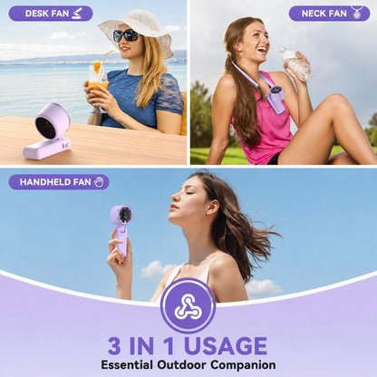 Portable Turbo Fan, 5000mAh Battery Operated, Up To 12 Hours, 5 Gear Wind, LED Display, 180-Degree Foldable, 3-In-1 Hand Fan, Rechargeable Fan With Air-Turbo-Tech Cooling For Outdoor Activities, Trave